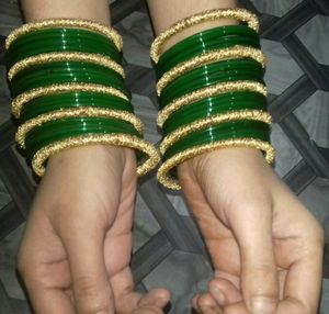 Green &amp; Gold  bangles set ,
