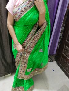 Green Embellished Saree