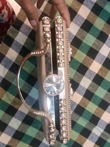 Luxury Golden Floral Pearl Clutch