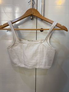 White Zipper Crop Top