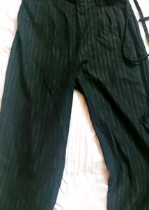 Urbanic Tie Up Charcoal Striped Trousers