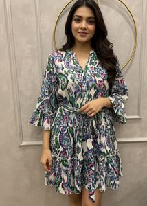 Styli Multi Polyester Flared Printed Dresses