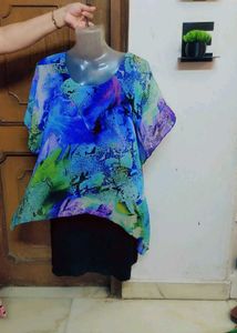 Sheer Abstract Print Top