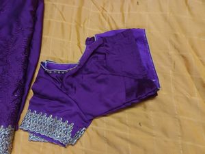 Purple designer saree with blouse