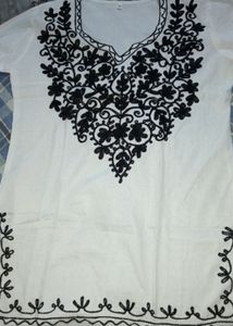Embroidered White Tunic Top