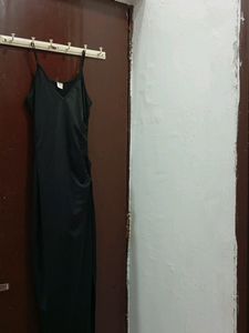 SSS BLACK SLIT CUT BODYCON MAXI DRESS