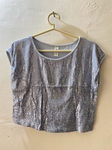 Silver/grey Party Crop Top