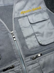 grey and blue Utility Vest