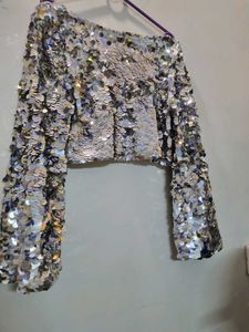 H&amp;M Silver Sequin New Top With Tag - Never Worn