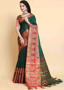 Elegant Dark Green Saree