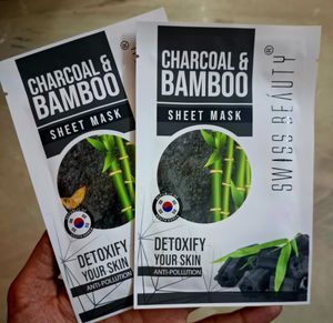10 PACK SWISS BEAUTY Sheet Mask,Charcoal-Bambo