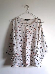 MAX Butterfly Print Cold Shoulder Top