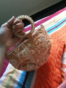 Embroidered Clutch with Bangle Handles