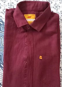 Stylish Maroon Long-Sleeve Button-Up Shirt