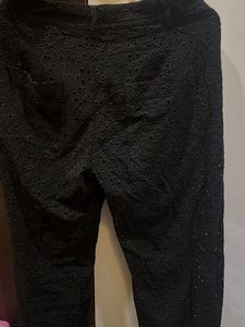 Zara Black Eyelet Pants