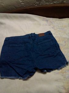 Denim Frayed Hem Shorts