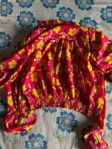 Retro Floral Print Cropped Top