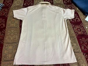 Beige Polo T-Shirt with Black Side Panels | Cool
