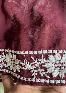 Maroon Embroidered Dress