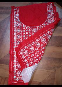 Red and white Embroidered neck patch  ne