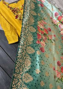 Yellow Embroidered Kurta with dupatta