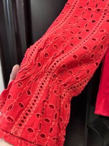 Red Cut Out Blouse