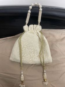 Lucknowi Chikankari Work elegant Embellished Potli