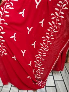 Cherry Red Sequence Work Saree