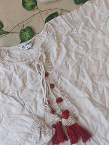 🪷✨Beautiful A Line Kurta Red And White Colour ❤️