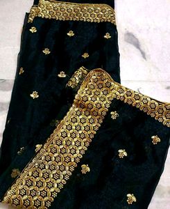 PRICE DROP✨Black And Golden Work Saree✨💕