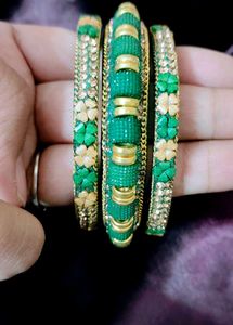 Green &amp; Gold Bangles