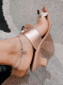 Rose Gold Metallic Slide Sandals