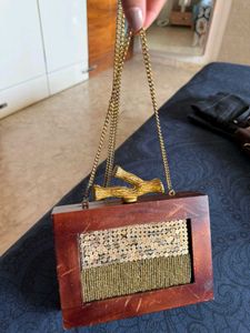 Wooden Beaded Clutch