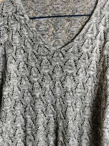 Gray Knit V-Neck Sweater