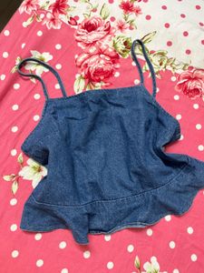 Denim Peplum Tank Top
