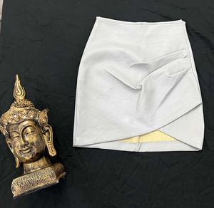 Sky Blue Mini Skirt leather touch