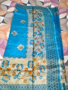 Elegant Blue Floral Saree
