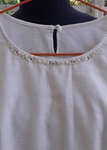 frilled sleeve white top