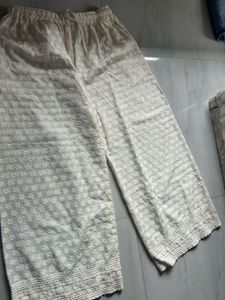 Chikankari Embroidered Off White FlaredPalazzo