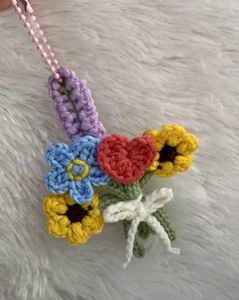 Crochet Flower Bouquet Keychain