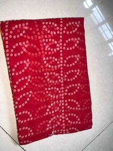 Pink &amp; Green Bandhani Saree