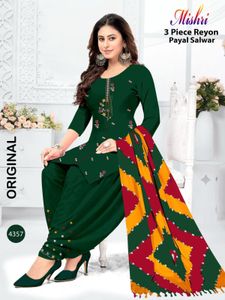 Green Embroidered Dress Material
