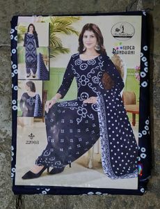 Navy Blue Bandhani Dress material