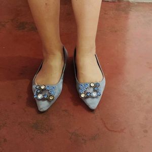 Jeweled Blue Flats