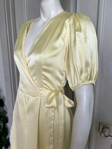 Zara Yellow Satin Midi Dress