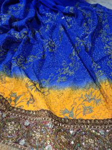 Elegant Blue &amp; Gold Saree