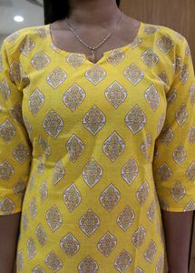 Yellow Printed Top/Kurti