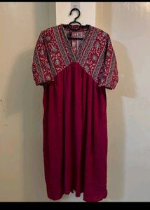 Sheetal Associates Magenta V-Neck Midi Dress