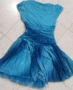 Dark n light blue net and lycra dress for teenager