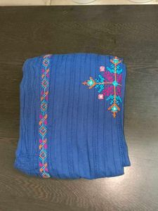 Branded Cotton Blue Embroidered Dress
